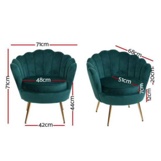 Scallop Armchair in Emerald Green