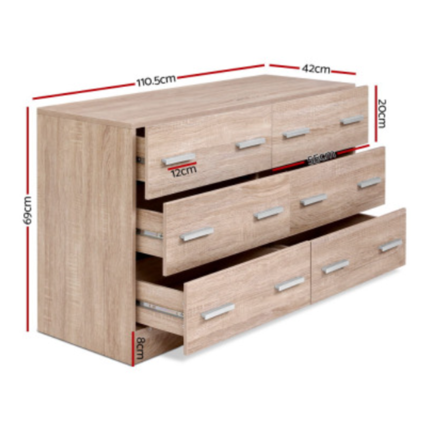 Oak Melamine Storage Lowboy Storage Cupboard