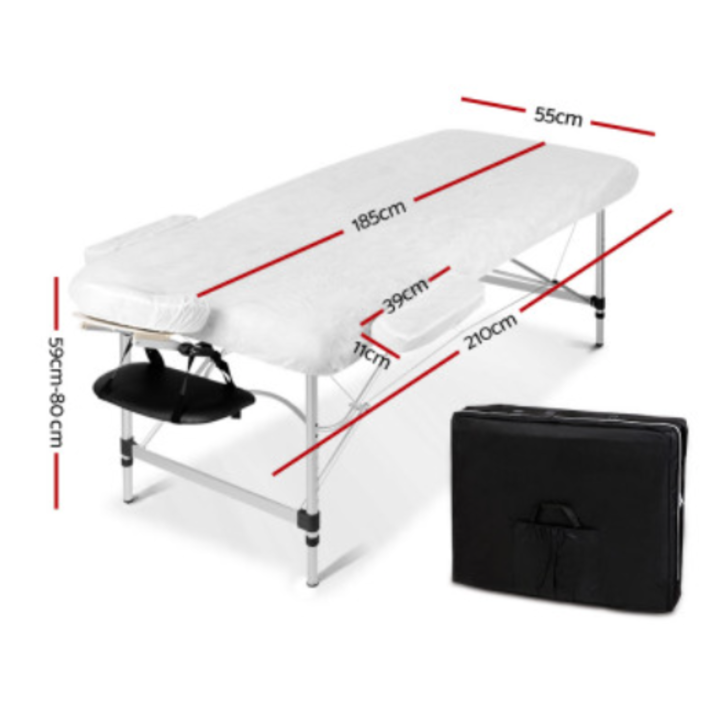 Portable Two-Fold Massage Table - Black or Grey