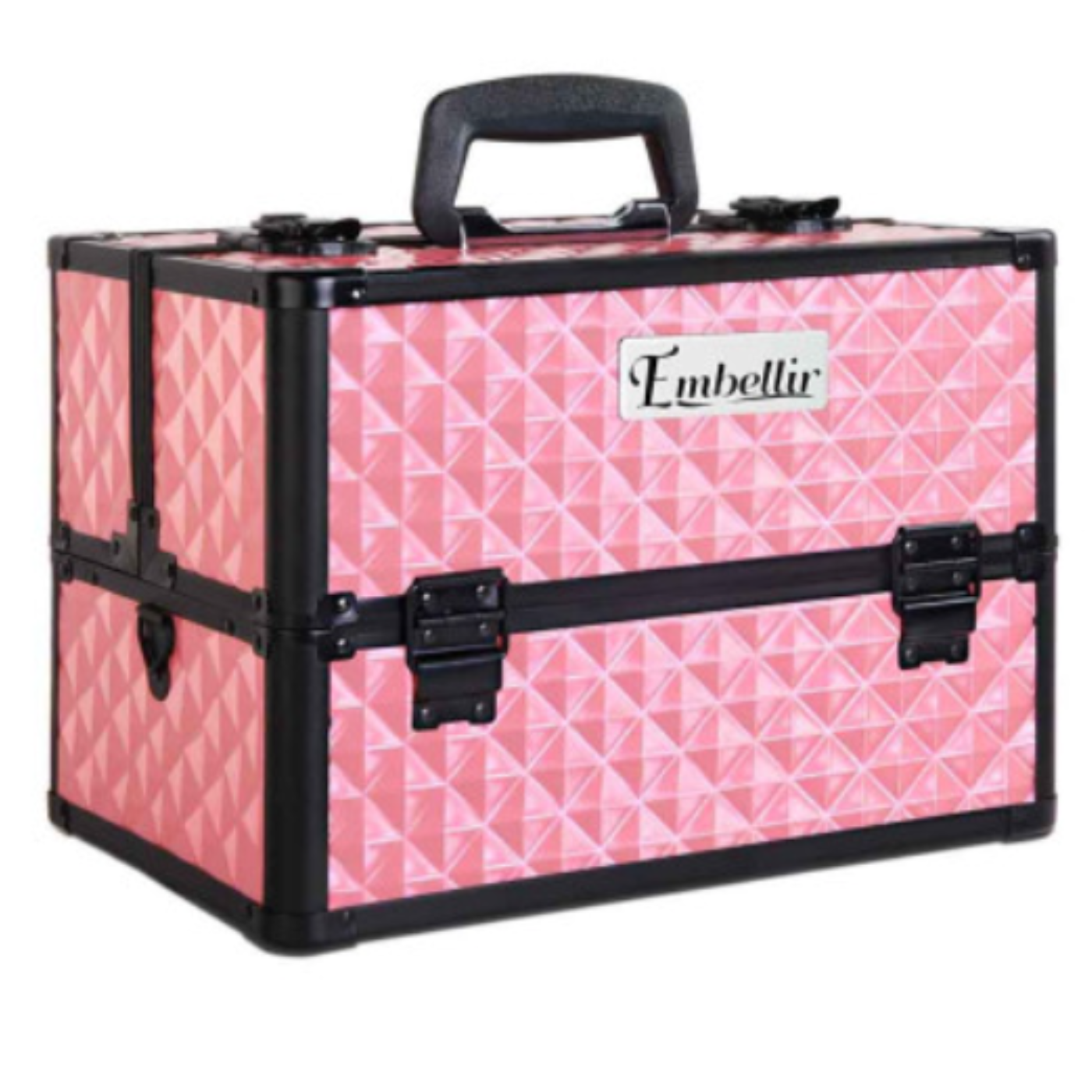 Load image into Gallery viewer, Pink Diamond Patterned Hard Makeup Case
