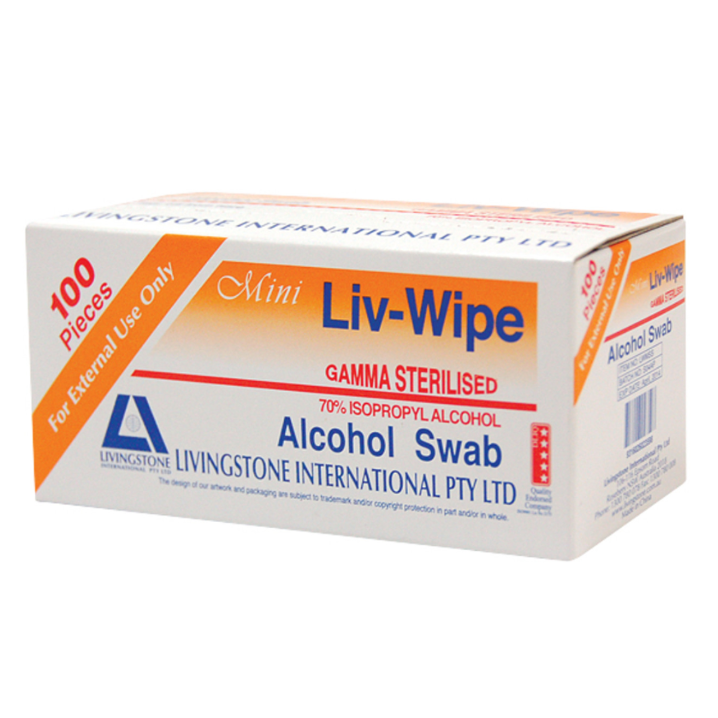 Liv-Wipe Alcohol Swabs - Gamma Sterilised