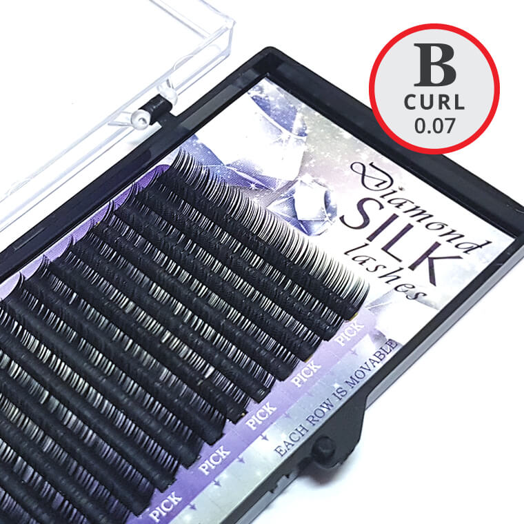 Load image into Gallery viewer, B Curl 0.07mm Diamond Silk Lash Tray - Lash and Brow Supplies
